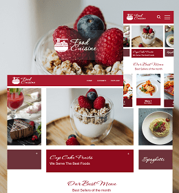 A web design showcasing food cuisine and culinary elements.